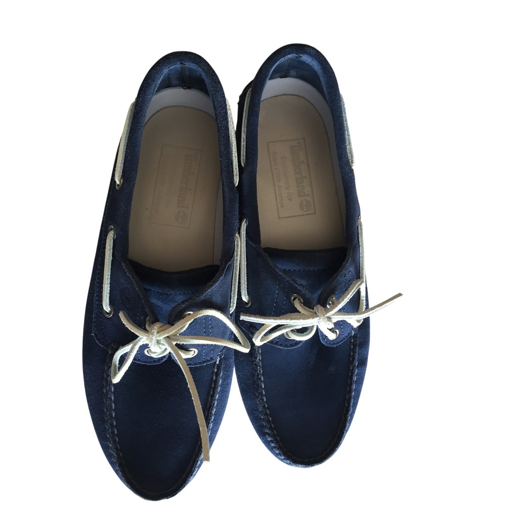 VTG Timberland Saks Fifth Avenue Navy Blue Suede Boat Shoes Mens Prep Nautical
